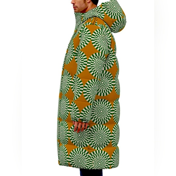 Long Puffer Bubble Coat w/ Pattern Print Detail - Picture 4 of 4